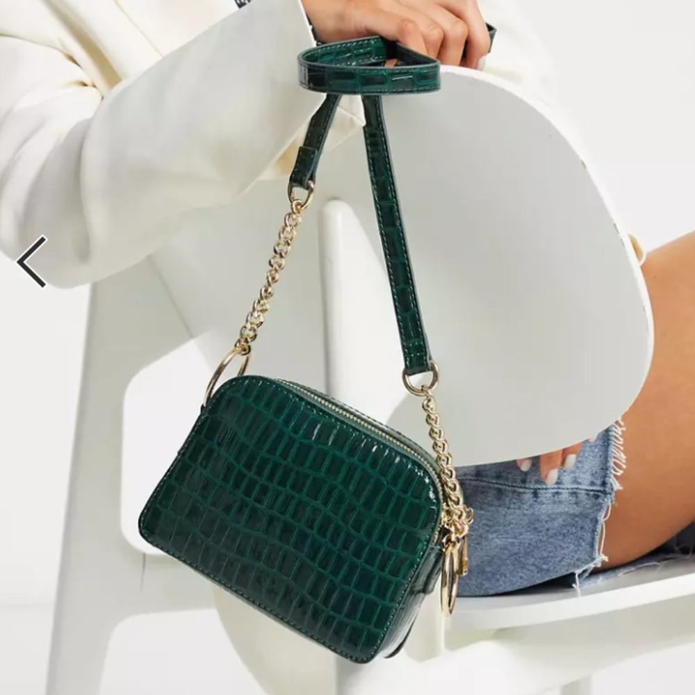 ASOS Green Croc Shoulder Bag